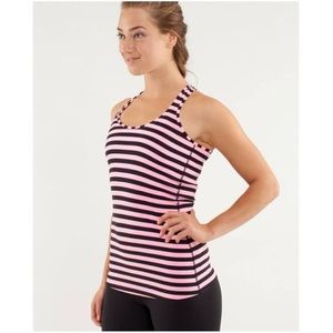 Lululemon pink and black striped shirt